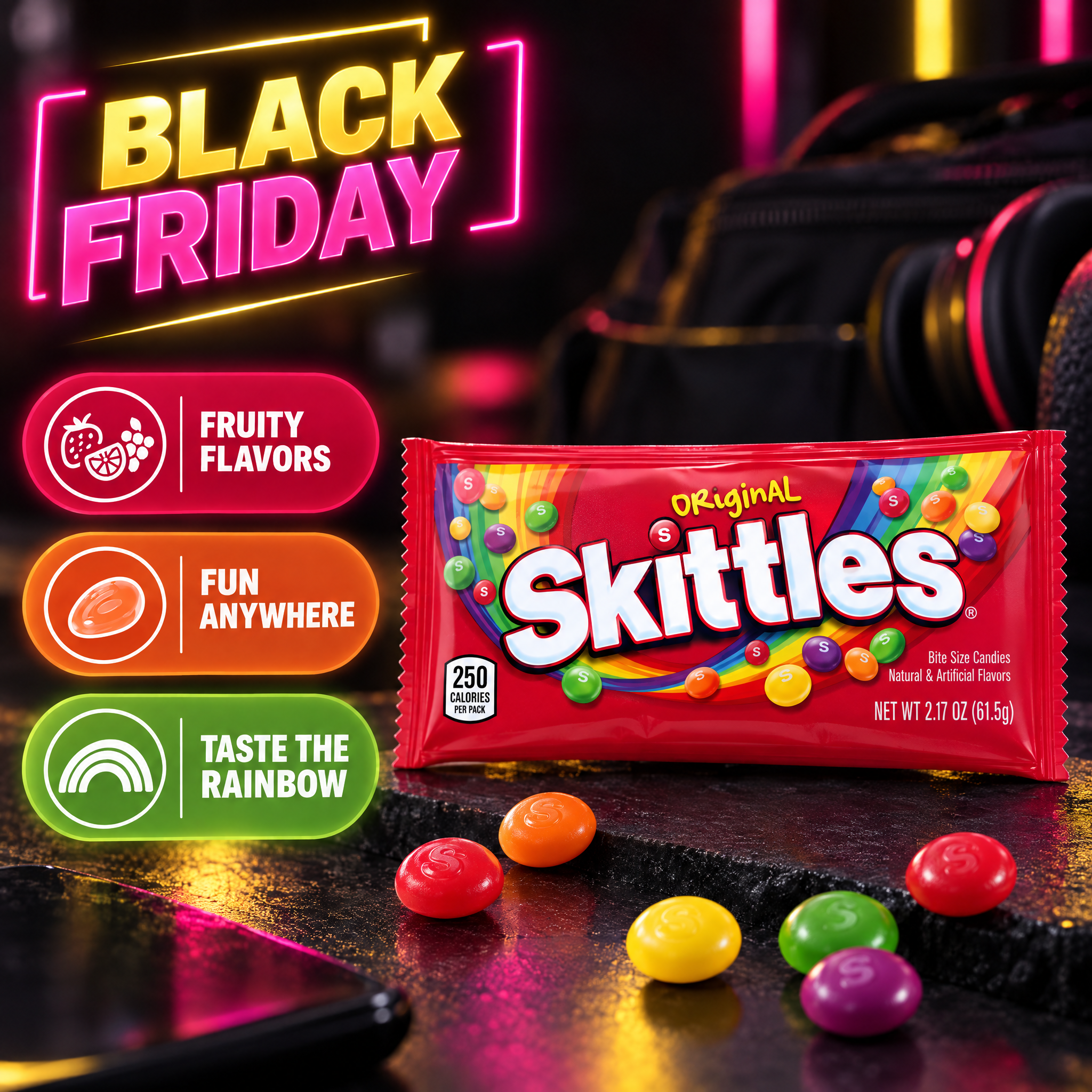 SKITTLES Original Fruity Candy Single Pack, 2.17 oz