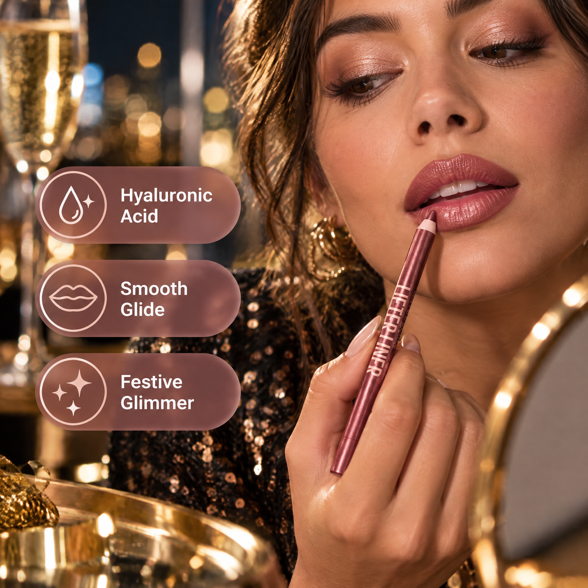 Lifter Liner™ Glimmer Collection Lip Liner Makeup with Hyaluronic Acid