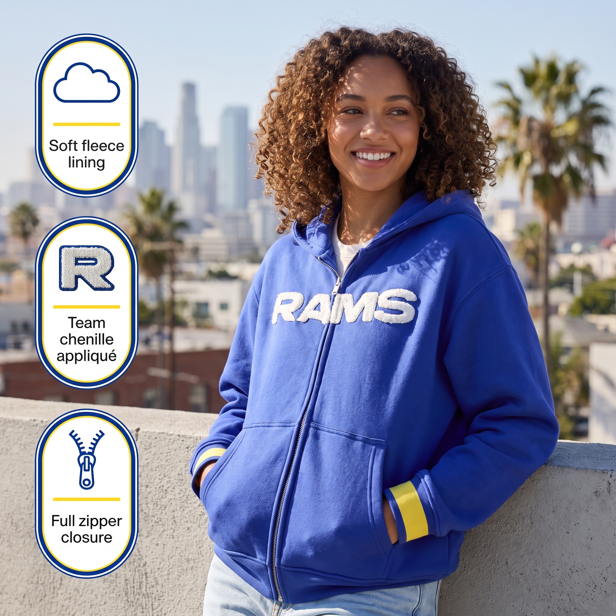 WILD COLLECTIVE x NFL LA Rams Zip Up Hoodie