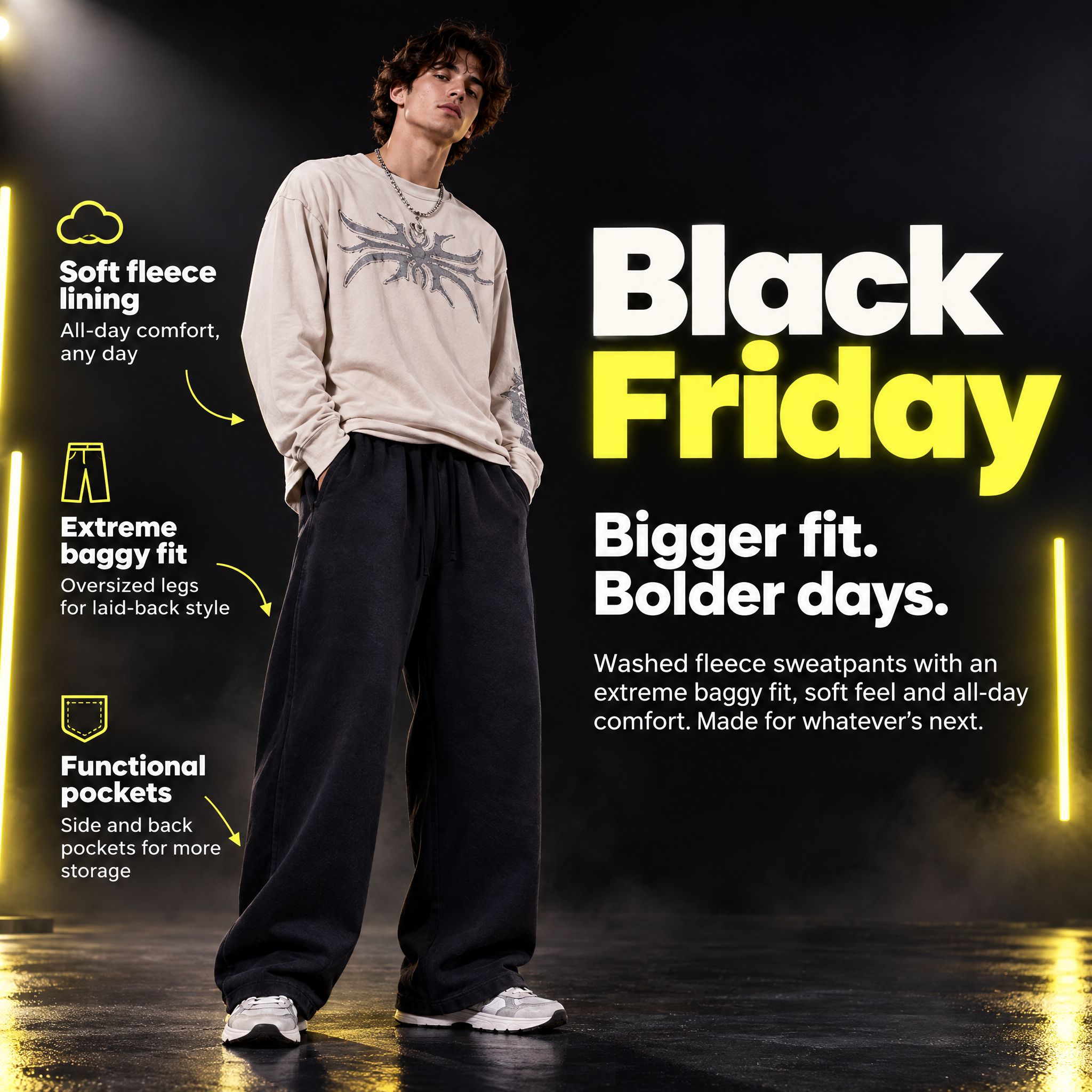Pacsun Washed Fleece Extreme Baggy Sweatpants