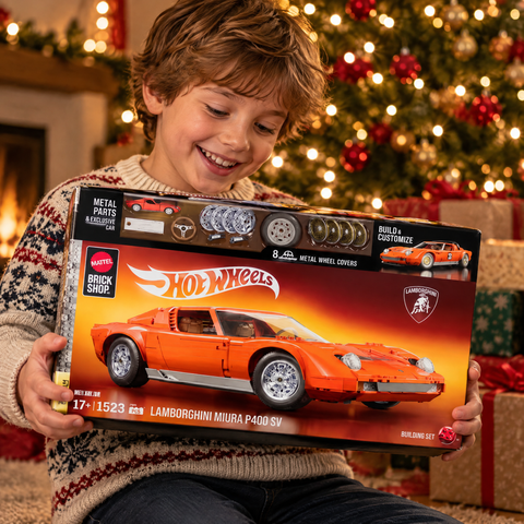 Mattel Brick Shop Hot Wheels ’71 Lamborghini Miura P400 Sv Building Toy Kit (1523 Pieces), For Collectors