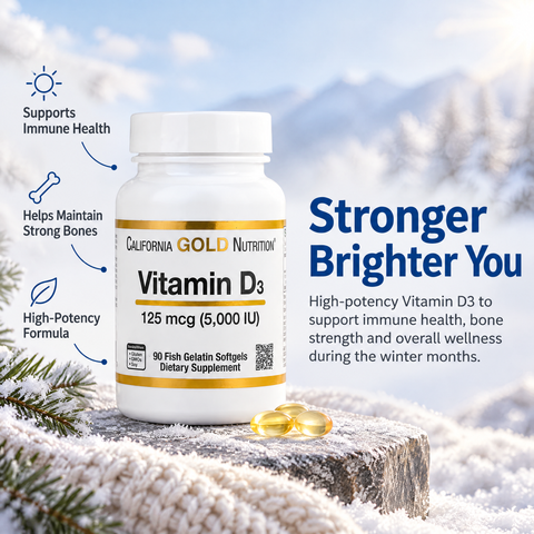 California Gold Nutrition, Vitamin D3, 125 mcg (5,000 IU), 90 Fish Gelatin Softgels