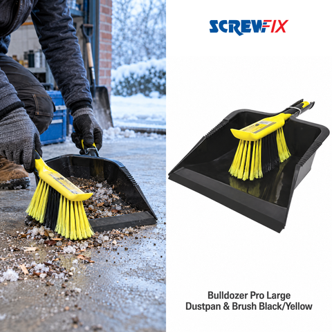 Bulldozer Pro Large Dustpan & Brush Black/Yellow